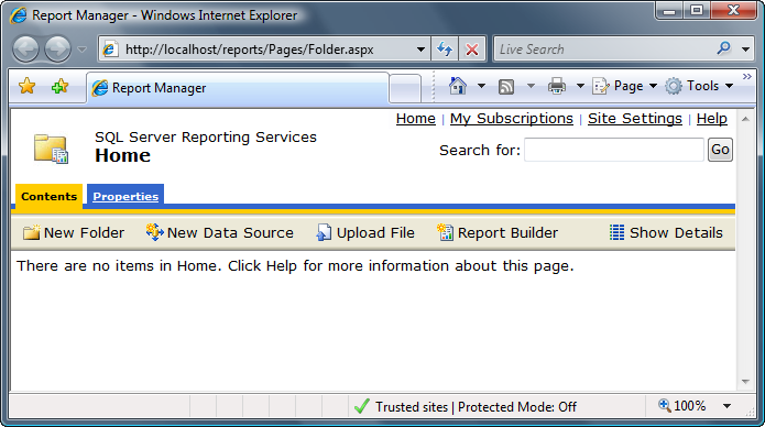 Report Manager - IE Trusted Sites